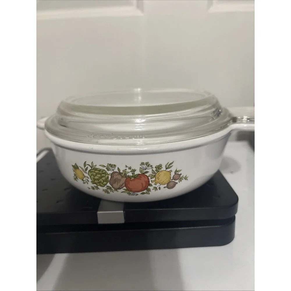Corning Ware Set Spice Of Life & Plain Grab-It Bowl P-150-B With Glass Lid